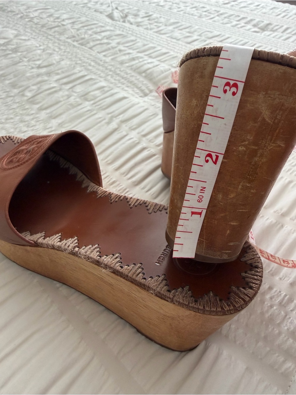 Tory Burch Cognac Leather Wedge Slide Size 9.5 - Picture 2 of 9